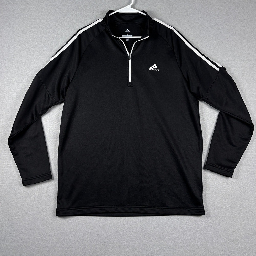 Adidas Golf 1/4 Zip Pullover 3-Stripe Performance Fleece Large Black